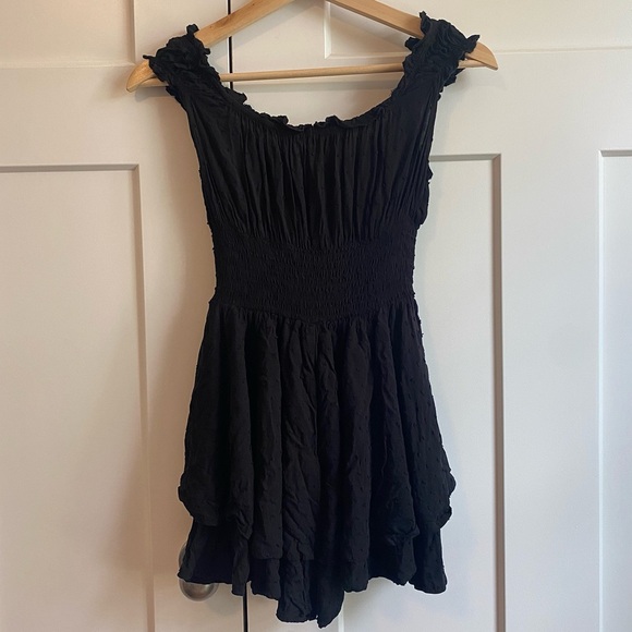 UO Rosie Smocked Tiered Ruffle Romper - Picture 2 of 3